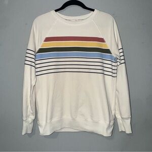 LL Bean XS Retro Rainbow Striped Crewneck Pullover Sweatshirt